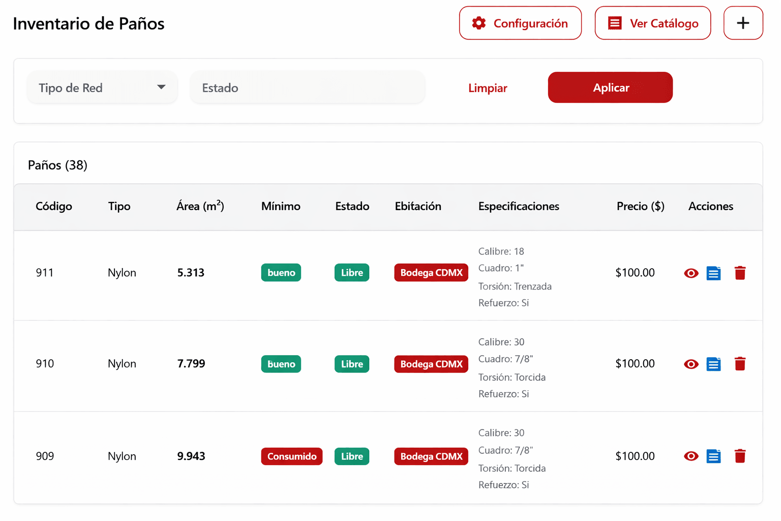 Administra tu inventario específico de redes